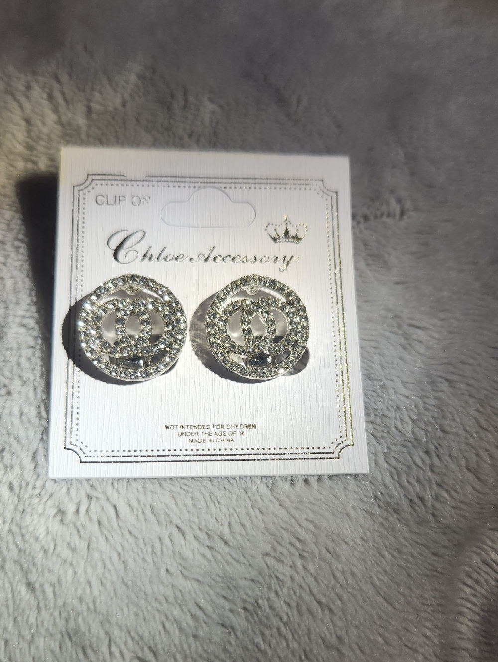 Chloe Silver-Tone Crystal Round Clip-On Earrings